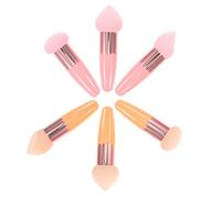 Mikinona 6pcs Makeup Sponge with Handle Dual-use Wet Dry Blending Sponges for Liquid Powder Foundation Reusable Cosmetic Applicators for Smooth Even Makeup Application