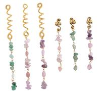 Mikinona 6pcs Natural Stone Hair Pendants for Dreadlocks Durable Dread Beads Stylish Hair Jewelry Coils for Unique Hairstyles