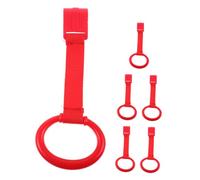 Mikinona 6pcs Pull Up Rings for Playpen and Crib Standing Walker Assistance Arm Strength Training Tool for Secure Attachment Nursery Accessory Red