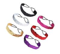 Mikinona 6Pcs Reversible Sequin Hair Bands for Women and Stylish Glittery Headbands with Elastic Cord Black Silver Gold Rosy and Purple Hair Accessories for Parties