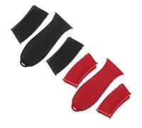 Mikinona 6pcs Silicone Hot Handle Covers for Cast Iron Pots and Pans Heat Resistant Non-slip Pot Handle Sleeves with Extra Thick Insulation Textured Grip Protectors for Skillets Griddles