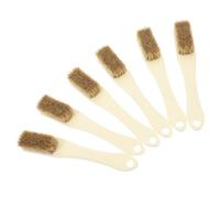 Mikinona 6pcs Small Hard Bristle Cleaning Brushes Toothbrush Design for Crevice Scrubbing in Bathroom Kitchen Vehicle Walnut Crafts with Portable Mini and Sturdy Pig Bristles