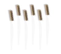 Mikinona 6pcs Small Wire Brush with Copper Bristles and Curved Handles Durable Masonry Cleaning Brushes for Welding Slag Rust Paint and Nozzle Cleaning Tasks