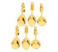 Mikinona 6pcs Stainless Steel Reusable Seafood Serving Spoons with Ergonomic Upright Curved Handles for Buffet Restaurant Party and Home Use Tear-Resistant Catering Utensils