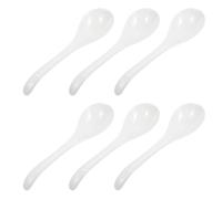 Mikinona 6Pcs White Ceramic Soup Spoons Thickened Serving Spoons for Kitchen Buffet and Rice Eco-Friendly Natural Material for Home and Restaurant Use