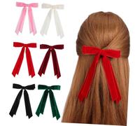 Mikinona 6pcs Women Bow Clips Black Velvet Hair Bows for Styling Pink Clip Headband for Girls Burgundy Velvet Hair for Women