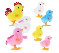 Mikinona 7pcs Fluffy Wind-up Chicken and Bunny Spring Walking Chicks and Jumping Bunny Plush Playset Easter Basket Fillers for Childsafe Plush and Materials