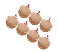 Mikinona 7pcs Wooden Finger Castanet Set for Beginners Resonant Sound, Handcrafted Percussion Instruments Made of Wood and Cotton Rope, for Early Music Education and Classroom Music