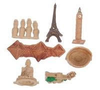 Mikinona 7Pcs World Architecture Model PVC Miniature Landmark Sculptures Home Decor Desktop Ornaments Educational Learning for Office Living Decoration