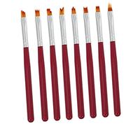 Mikinona 8 Nail Painting Brushes Red Nail Art Brush Pen for French Tips Waves Fishtail Striped Patterns
