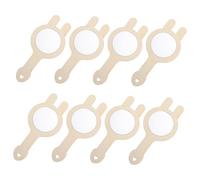Mikinona 8Pcs DIY Unfinished Wooden Hand Mirrors for Household Craft Kit Lightweight Paintable Mirrors for Art Projects and Family Activity