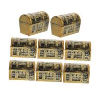 Mikinona 8PCS Vintage Mini Pirate Treasure Chest Small Plastic Storage Boxes Lightweight Portable Party Favors for Halloween Christmas DIY Decorations