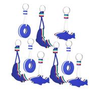 Mikinona 9pcs Floating Keychains for Boats with Cartoon Dolphin Shark Lifebuoy Design Lightweight Anti-lost Buoyant Key Holder for Water Sports Pool Surfing and Beach Activities