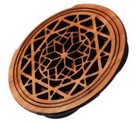 Mikinona Acoustic Guitar Soundhole Cover Solid Wood Feedback Reducer Block with Geometric Dark Pattern Practical Noise Dampener for Folk and -acoustic Guitars Easy Install with Smooth