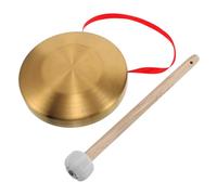 Mikinona Alloy Copper Gong with Wooden Mallet and Hanging Ribbon Versatile Percussion Instrument for Music Learning Home Office Decoration Traditional Chinese Handheld Drum