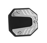 Mikinona Aluminum Alloy Motorcycle Kickstand Pad Enlarged Base Non Slip Side Stand Extension Plate Support for Parking Stability Suitable for Various Surfaces Silver