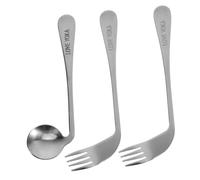 Mikinona Angled Spoon and Fork Left Handed Stainless Steel Ergonomic Feeding Utensils for Elderly Disabled Adults with Wrist Stress Relief and Non Slip Handle Tableware Assistant