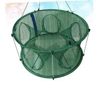 Mikinona Automatic Foldable Mesh Fishing Net Trap with Struts Portable Shrimp Cage Fish Trap Elastic Steel Wire Frame for Crab Lobster Eels and Crawfish Outdoors