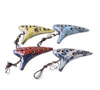 Mikinona Beginner's 12 Hole Ocarina Recorder Instrument Ceramic Music Flute for All Ages Random Color