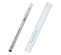 Mikinona Blue 0.5Mm Fine Tip Brow Tattoo Pen with Paper Ruler, Portable Eyebrow Mapping Marker for Precise Microblading and Tattooing Supplies, Professional Brow Liner for Makeup and Face