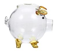 Mikinona Borosilicate Glass Piggy Bank for Sturdy Transparent Coin Container with Cute Pig Design Desktop Money Jar for Daily Savings and Teaching Habits