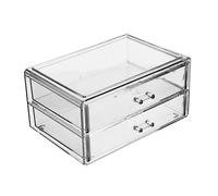 Mikinona Box Clear Two Cosmetic Storage Box Drawer Type Makeup Organizer for Easy Access Durable Material Space Efficient Dresser Holder for Lipsticks Foundations Brushes More