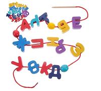 Mikinona Boy Girl Puzzles Russian Alphabet Beading Toys Preschool Learning Toys Shape Puzzle Matching Game for Toddlers Years Old