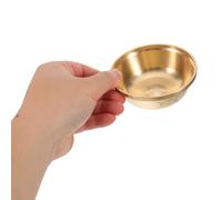 Mikinona Brass Offering Bowl Triple Moon Design for Temple Rituals and Water Offerings Intricately Engraved Floral Pattern Prosperity Symbol for Home Altar and Religious Ceremonies