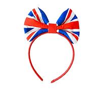 Mikinona British Flag Bow Headband for Adults Comfortable Headdress with Lovely Design for Festivals Parties Parades Union Jack Hair Accessory