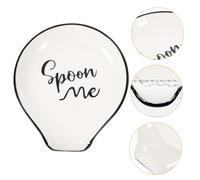 Mikinona Ceramic Spoon Rest Holder for Kitchen Counter Black Edge Spoon Me Design Utensil Holder