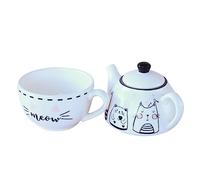 Mikinona Ceramic Teapot and Cup Set with Adorable Cat Design and Practical Stylish Home Decor for Tea Lovers and Cat Enthusiasts Easy to Clean and Reusable