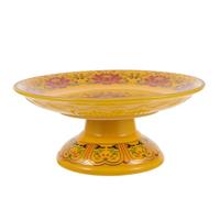 Mikinona Ceramics Plate and Anti-Skid Bottom Design Yellow Dish with Thick Polished for Hall and Rituals Use