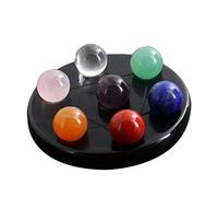 Mikinona Chakra Gemstone Ball Set with Black Obsidian Heart Base Crystals Sphere Hexagram Stand for Relaxation Feng Shui Stress Relief Wealth and Abundance Decor Random Color