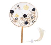 Mikinona Chinese Style Bride Round Fan Vintage Antique Wedding Decoration with Elegant Tassel for Bridal Baptisms Dance Parties and Photography Ornaments Ergonomic Comfortable Handle
