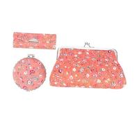 Mikinona Chinese Style Makeup Bag with Mirror Lipstick Case Storage Organizer Portable Purse for Cosmetics Cash and Essentials Floral Design
