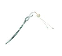 Mikinona Chinese Tassel Hairpin with Green Flower Pendant, Traditional Hanfu Hair Stick, Decorative Tassels Hair Clip for Women, Vintage Chinese Ancient Style Accessory for Party and Daily Wear