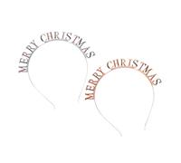 Mikinona Christmas Hairbands 2pcs Set Alloy Letters Crown Headband Silver and Rose Gold Holiday Hair Ornaments for Women and Girls