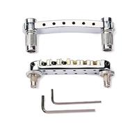 Mikinona Chrome Electric Guitar Bridge Tailpiece with Rollers and Studs Die-cast Metal Saddle Replacement for Style Easy Install Guitar Accessories for DIY Repair and Upgrade