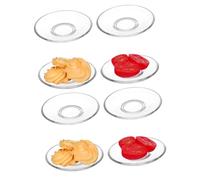 Mikinona Clear Glass Saucers Set of 8 Round Coffee Coasters 3.54 Inch Decorative Snack Storage Plates for Home Restaurant Tea Room Use