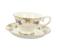 Mikinona Coffee Cup Set Saucer, Floral Ceramic Tea Cup and Drinking Mug, European Style Afternoon Tea Tableware for Breakfast and Coffee