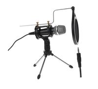 Mikinona Condenser Microphone with Tripod Stand Black - Desktop Recording Mic for Computer and Phone Live Broadcast, Karaoke, Streaming, Podcasting Use