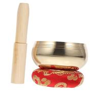 Mikinona Copper Singing Bowl Set 8cm Peach Wood Mallet and Cushion for Yoga Meditation and Sound Healing Random Color