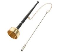 Mikinona Copper Yin Qing Percussion Instrument with Wooden Handle Smooth Polished Surface Crisp Sound for Buddhist Meditation and Ritual Use Small Ritual Ware for Adults and Elderly