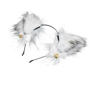 Mikinona Cosplay Fox Ears Hair Band with Bell Party Hair Accessories White Plush Headband for Festival Halloween and Daily Wear Comfortable Stylish