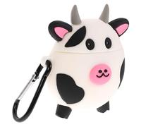 Mikinona Cow Earbuds Case Cute Silicone Wireless Headset Cover Compatible with Airpods Stylish and Practical with Hanging for Easy Carrying Protects from Bumps and Scratches