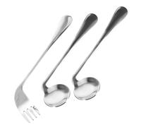 Mikinona Curved Fork and Angled Spoon Set for Elderly 3-Piece Feeding Utensils Comfortable to Hold for Bedridden Patients Practical Dining Aids for Seniors and Disabled Individuals