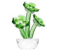 Mikinona Delicate Clover Ornament White Crystal Tabletop Decor for Home