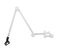 Mikinona Desk Mount Microphone Boom Arm Stand 360° Rotatable Metal Mic Holder with Clip and White Plastic Base for Studio Recording, Podcast, Gaming, Radio, Adjustable Height Tabletop Mic