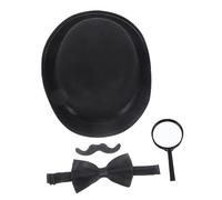 Mikinona Detective Cosplay Costume with Magnifying Mustache Bowtie Hat Lightweight Pretend Play Props for Role-playing Imaginative Mystery Solving Accessories