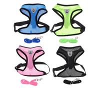Mikinona Dog Harness Leash Set with Adjustable Strap 4 Sets with Breathable Mesh and Polyester Material Easy to Carry and Prevents Dog from Getting Lost Unique Design and Outdoor Activities